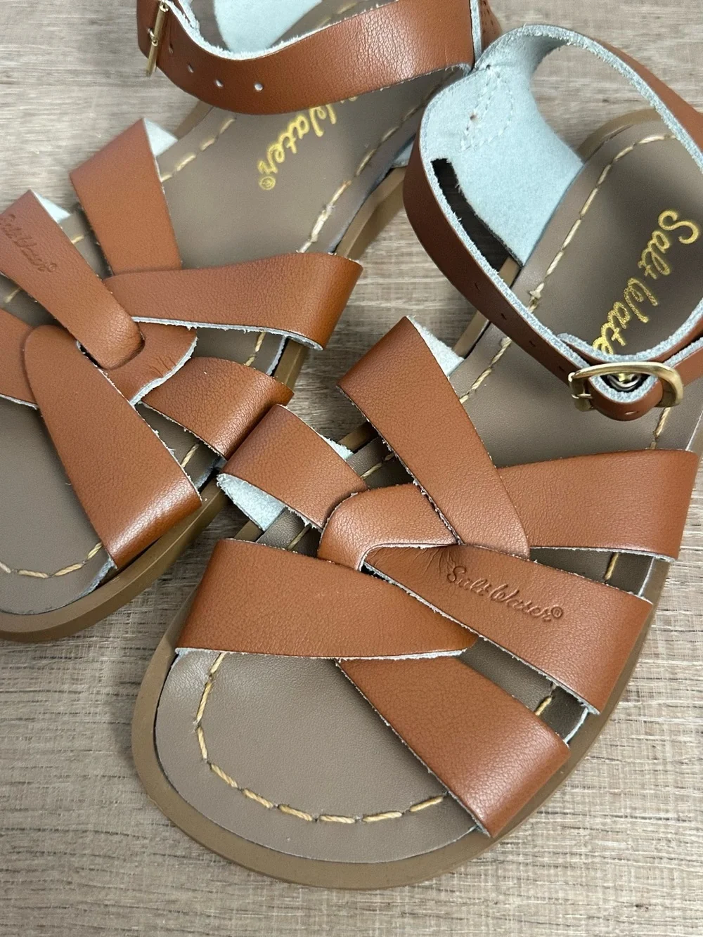 Salt Water Sandals Kids Tan Strappy Buckle Sandals